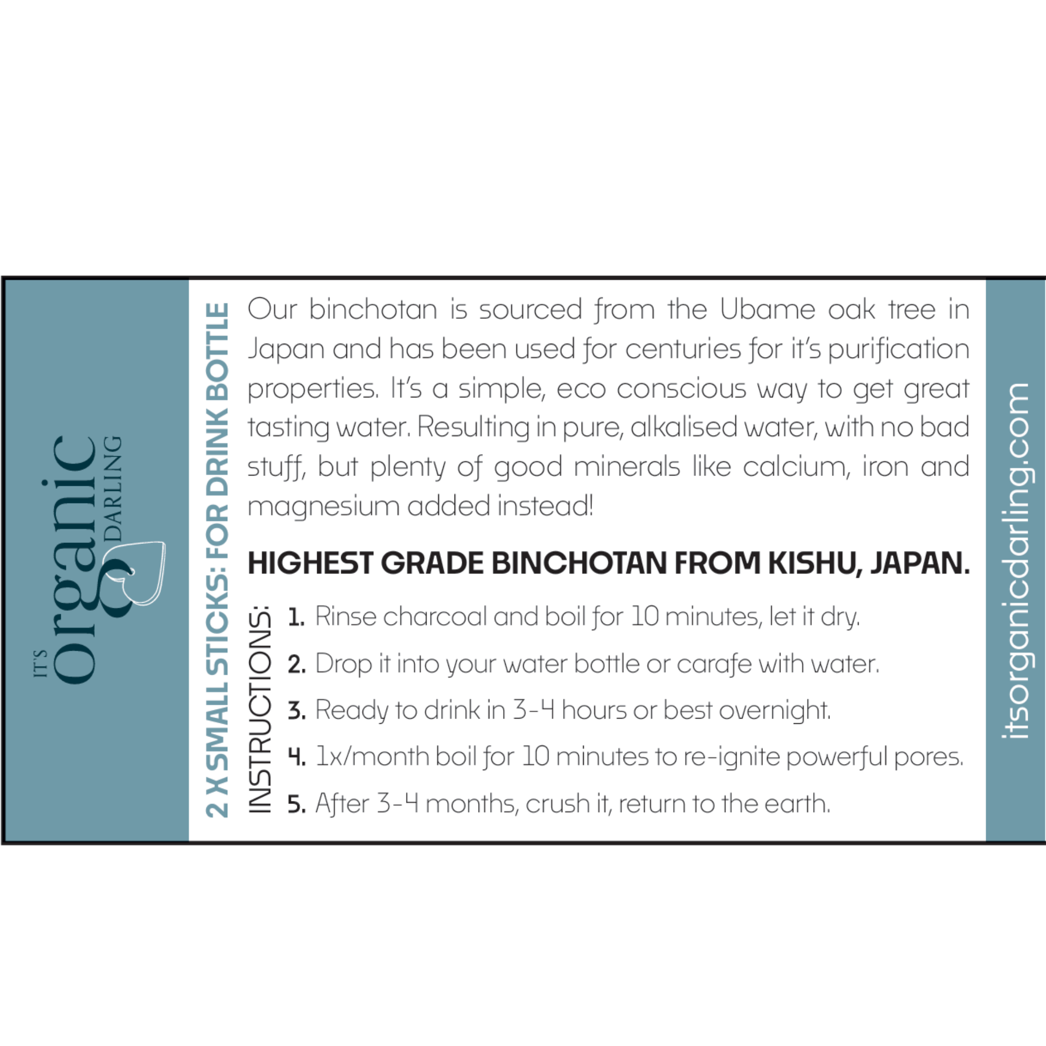 Binchotan Eco Water Filter - Drink Bottle (2 x sticks)