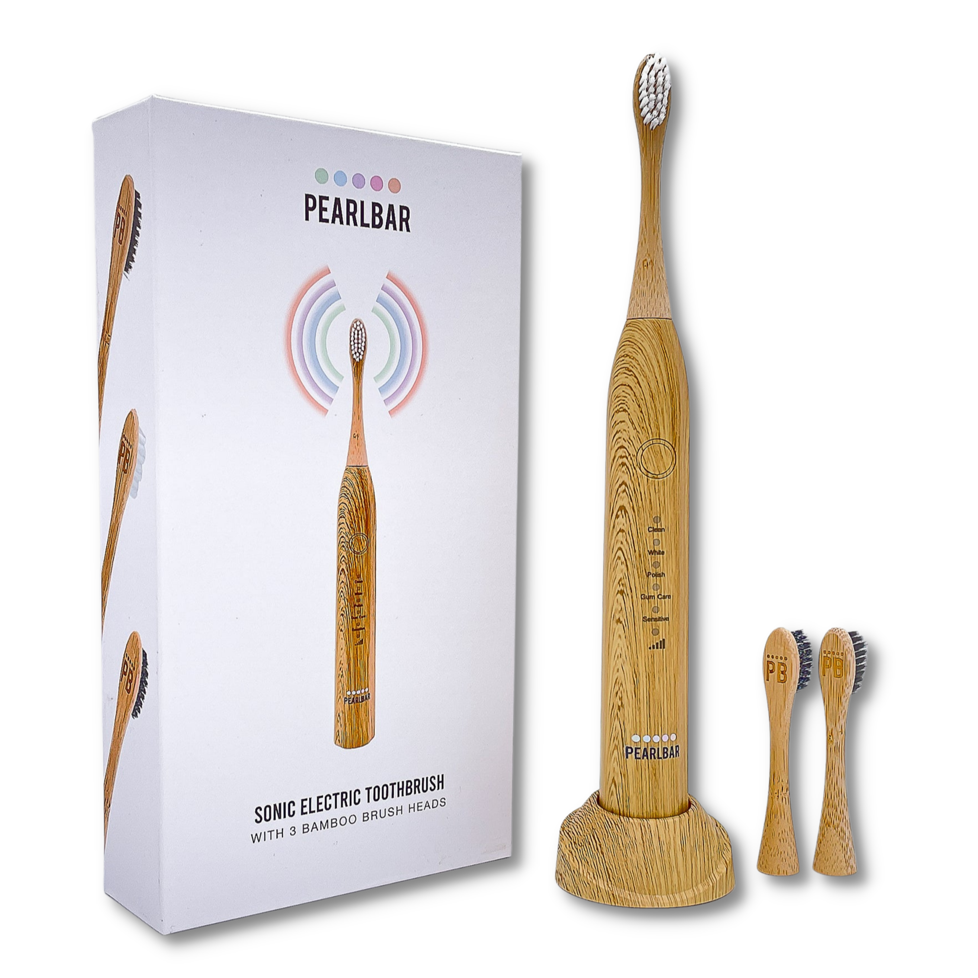 Pearlbar Bamboo Sonic Electric Toothbrush + 3 Brush Heads
